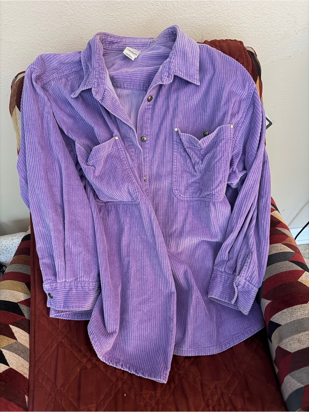 Roaman's Lavender Corduroy Button-Down Shirt